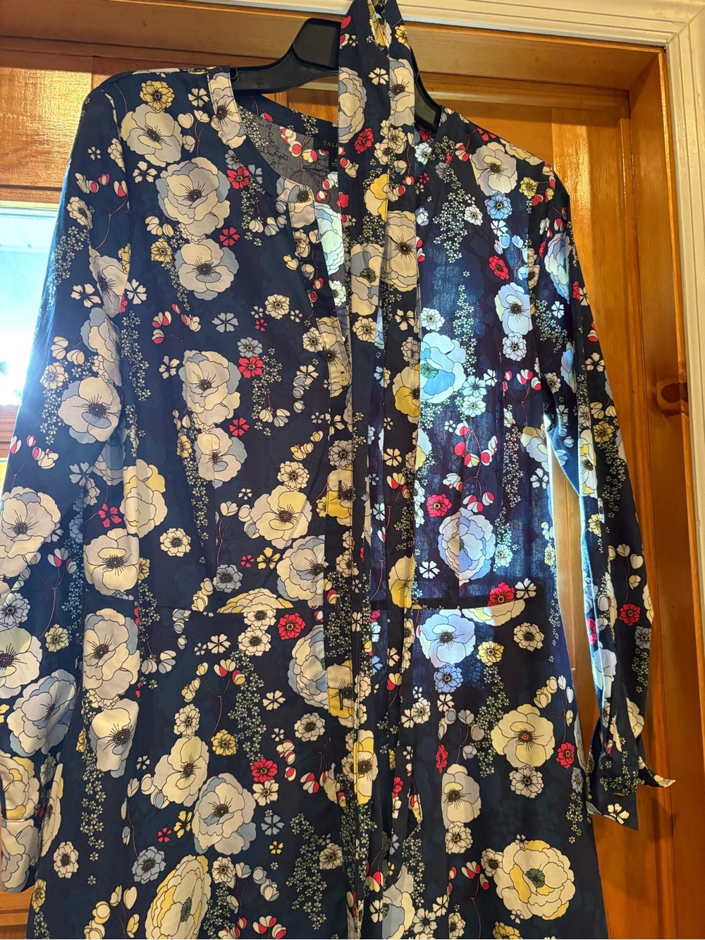 Talbots Navy Floral Midi Dress with Tie belt